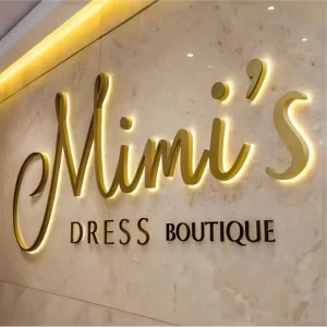 3D Backlit LED Signage Custom Outdoor Logo Light Sign 3D Golden Brushed Metal Business Sign 3D Custom Stainless Steel Sign