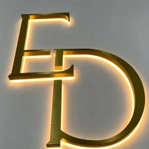 3D Backlit Sign LED Wall Logo Wall Background Sign 3D Backlit Letters Golden Letter Signs Shopfront Signs Custom Backlit