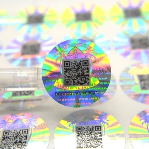 3D Custom Decorative Circle Hologram Rainbow Glitter Security Code Logo Sticker Vinyl Sheet Label Anti counterfeit Label