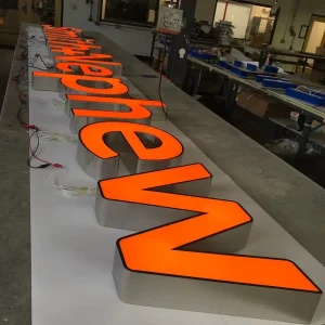 3D Front Lit Neon Light Outdoor Building Signage Illuminated Aluminum Channel Letters AC Power Supply Companies
