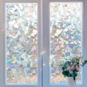 3D Frosted PVC Film Roll Static Stick Glass Privacy Decorative 3D for Modern Bathroom Office or Home