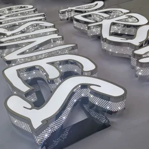 3D Glow Acrylic Side Lit Led Luminous Logo Signboard 3D Led Letter Sign Board Perforated 3D Sign Channel Letters