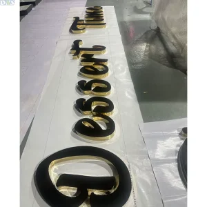 3D Gold Mirror Stainless Steel Letters for Coffee Restaurant Shop Signage Light Signage for Decorative Usage