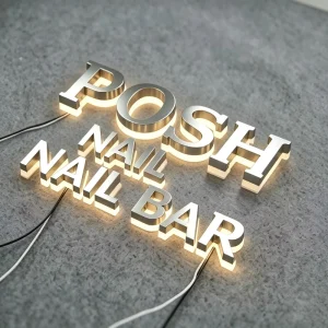 3D Halo Lit LED Sign Stainless Steel Acrylic Warm White Dimmable Custom Shop Front Wall Mounted Illuminated