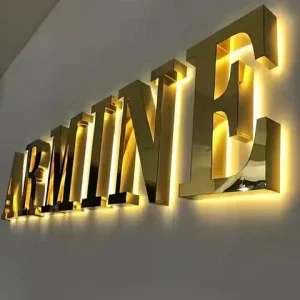 3D LED Illuminated Sign Black Metal Stainless Steel Logo Channel Letter 3D Metal LED Signage LED Backlit Letter
