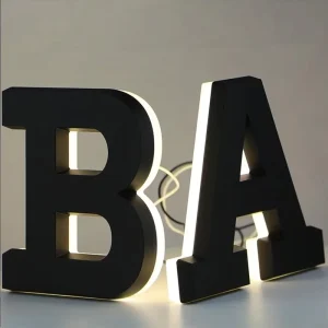 3D LED Letter Sign Machine Stainless Steel Letters Backlit Acrylic Logo Advertising Direction Outdoor Transformer IP65 Black