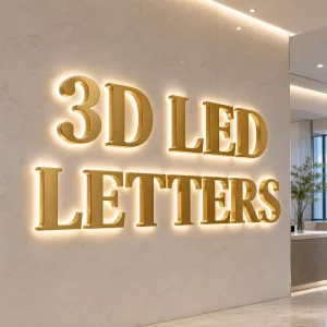 3D LED Light Up Letters Sign Custom Gold Cut Letters for Indoor Wall Advertising Display Led Strip Light for 3D Letters