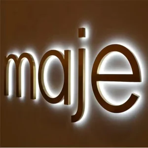 3D LED Luminous Company Custom Logo Sign Stainless Steel Back lit Led Letter Light Signboard Outdoor Sign for Business Store