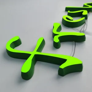 3D Mini Acrylic LED Letter Sign Custom Green Letters Double Sided Lighting for Indoor