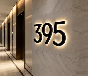 3D Outdoor Wall Mounted LED Back Halo Letters Sign Lighting Stainless Steel House Numbers Backlit Address Number Light