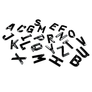 3D Raised ABS Plastic Shiny Black Charles Wright Bevel Font Number Letter Emblems Stickers for Car Number Plate