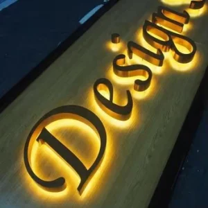 3D Stainless Gold Backlit Letters Logo LED Illuminated Sign Board Custom LED Sign for Company Business Dental Clinic