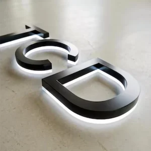 3D Stainless Steel Business Sign Illuminated Storefront Letters Custom Metal Backlit Sign Commercial Wall Signage Decor