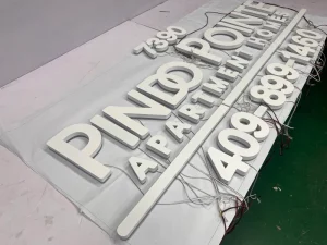 3D White Matte Lacquered LED Backlit Signage Personalized Commercial Storefront Wall Hanging Signage