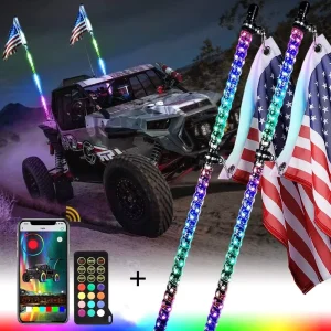 3FT 4FT 5FT 6FT Big Black Spring Base LED Whip Light Antenna Quick Release RZR ATV UTV Parts Road Car Accessories