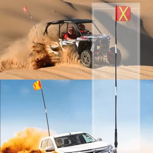 3M 10ft Fiberglass Sand Dune Flags Mine Whip X Reflective Flag 4×4 Simpson Desert Vehicle 4WD Towing Off road Flag Pole