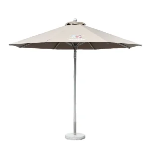 3m Aluminum Frame Beach Parasol Umbrella Vintage Solar Sun Shade for Patio Garden with Base