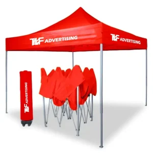 3×3 Promotional Custom Print Event Pop Up Tent Business Gazebo Canopy Folding Tent with Flag Wall Orange Dog Trade Show Tent
