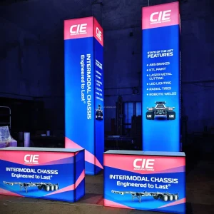 4 Sided SEG Lightbox Tower Trade Show Illuminated Column Tension Fabric Backlit Poster Display Aluminum Column LED Light