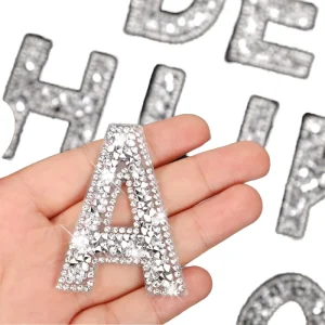 4.7cm Self Adhesive Iron On Rhinestones English Letters & Numbers Patches for Bags Hats Fabric Canvas Shoes Home Decor