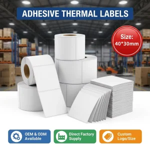40*30mm Durable Heat Sensitive Barcode Supermarket Promotion Exhibition Price Label Paper Adhesive Thermal Roll