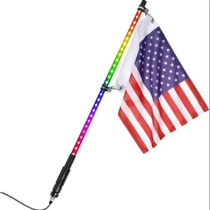 4FT LED Whip Light Chasing RGB Multicolor Changing Lighted Whip Flag Pole Light for ATV UTV Sand Dune SXS RZR Cam am