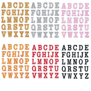 4cm Iron On PVC Embroidery Gold Sliver Colorful 26 Letters A Z English Letters Patch for Jeans Ripe Decoration