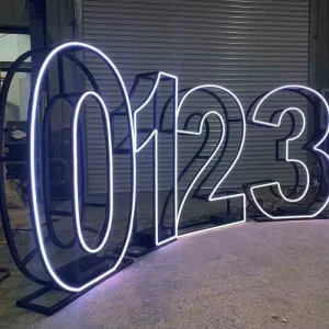 4ft 120cm DMX Controllable Neon Numeral Light Freestanding LED Outline Sign for Wedding Ceremony