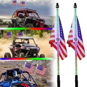 4ft 6ft Spiral COB LED Whip Lights Needle Wiring Dancing Colors UTV Whip Antenna ATV UTV with APP Remote Control