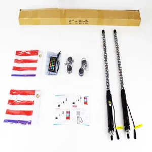 4ft Pairs LED Whip Flag IP67 RF & App Control RGB Chasing Buggy Whip Antenna Pole Light for Atv Utv Offroad Ca