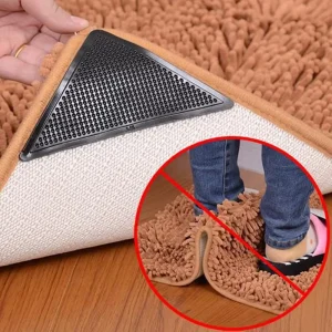 4pcs Carpet Non slip Sticker Self Adhesive Anti Skid Grip Tape Carpet Floor Mat Fixed Sticker Carpet Sticker Right angle L shape