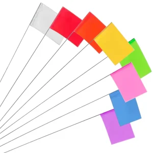 4×5 15 Inch Waterproof PVC Utility Marking Flag with Steel Wire Flagpole