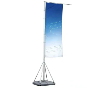 5 Meter Flag Pole With Telescopic Structure 120cm Rail and Water Counterweight Base for Events