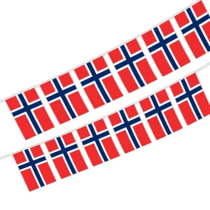 5.5×8 Inches Eco Friendly Polyester Norway String Bunting Flags for Indoor and Outdoor Decoration (20pcs set)