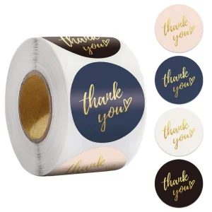 500 Labels Per Roll Adhesive Waterproof 1.5inch 3.8cm Vinyl Paper Thank You Stickers Roll Custom Packaging Labels