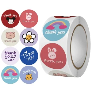 500 Roll Self Adhesive Copper Paper Thank You Stickers for Baking Gifts Craft Photo Frame Use Glossy Finish