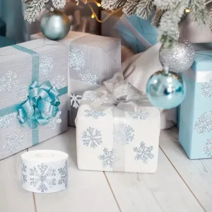 500 piece Silver hot stamped Transparent PVC Adhesive Christmas Snowflake Graffiti Stickers 1 inch Christmas New Year Decoration