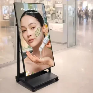 55Inch Portable Advertising Screen Indoor LCD Digital Signage Display Mobile Stand Lightweight Adjustable Angle CMS Control