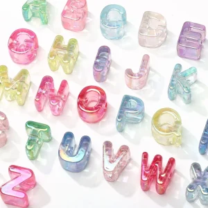 5Pcs Pack Acrylic Ice Iridescent Letter Beads 6mm Large Hole for DIY Bracelet & Necklace Making