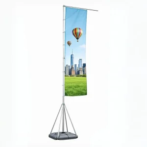 5m Adjustable Flag Pole With Aluminum Frame And Modular Plastic Base For Exhibition And Street Promotion