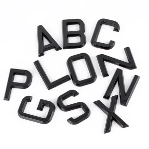 6.5cm Height Singapore Font Black 3D ABS Letter Alphabet Plastic Car Letterings Emblem for Number Plates