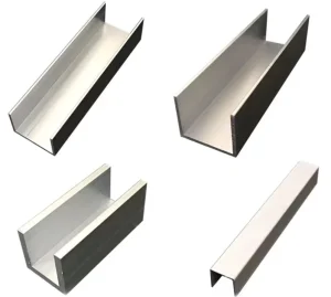 6063 T5 Aluminum Alloy U Shape Channels Custom Aluminum Extrusion U Shape Profile For Glass Fixing Slot Slide Channels Rails