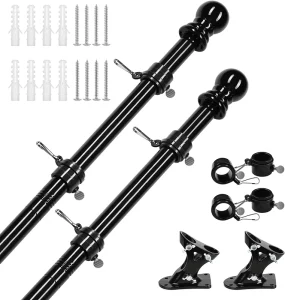 6FT Flagpole with Bracket Professional Stainless Steel Non entangled Rotating Flagpole