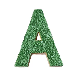 7 Inch Resin Letters Wall Decor Wood Effect Polyresin DIY Alphabet Letters Decor with Leaves Spring Tabletop Decoration