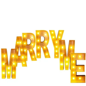 7-Piece 3ft Warm White LED Marry Me Letter Sign Modern Battery Operated Romantic Wedding Engagement Proposal Party