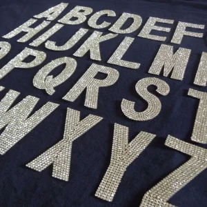 7.2CM Height Blingbling Capital Rhinestone Alphabet Letter Patches Iron on Hotfix Glass Rhinestones Transfer Applique Patches