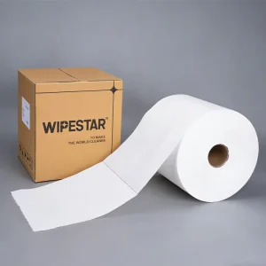 70gsm White Cleaning Cloth Wood Pulp Polyester 30x35cm 500Pcs Industrial Heavy Duty Low Lint Coarse Mesh Wipes Roll