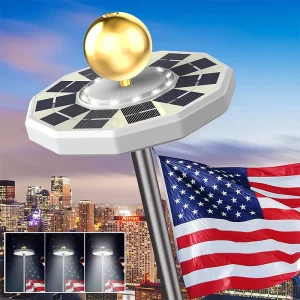 76 LEDs Solar Powered Flag Pole Night Light Powerful LED Downlight Night Outdoor for 15 to 25 Ft Flag Pole
