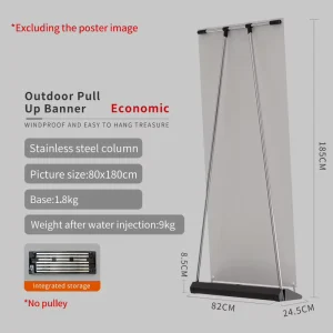 80*180cm Outdoor Windproof Water Base Roll up Banner for Displaying Messages or Branding