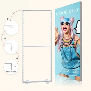 80*200 100*200cm D80 Tool Free Double Sides Free Standing SEG Portable LED Fabric Frameless Slim Fabric Advertising Light Box